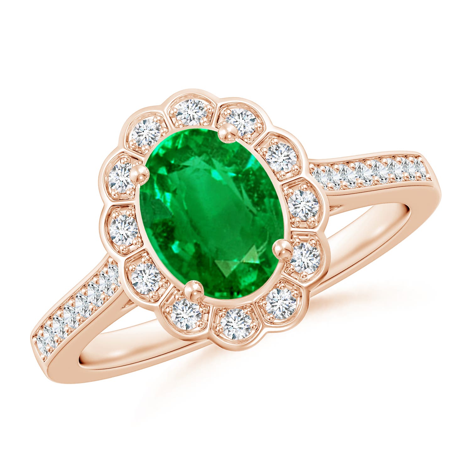 AAAA - Emerald / 1.32 CT / 14 KT Rose Gold