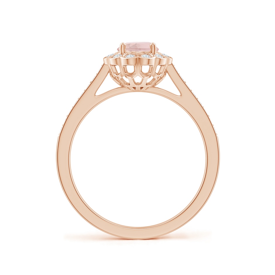 7x5mm A Vintage Style Morganite & Diamond Scalloped Halo Ring in Rose Gold side-1