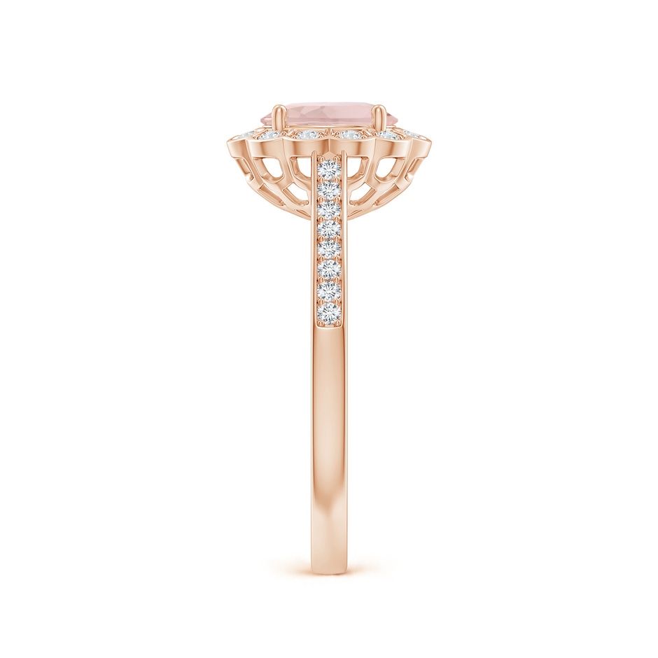 7x5mm A Vintage Style Morganite & Diamond Scalloped Halo Ring in Rose Gold side-2