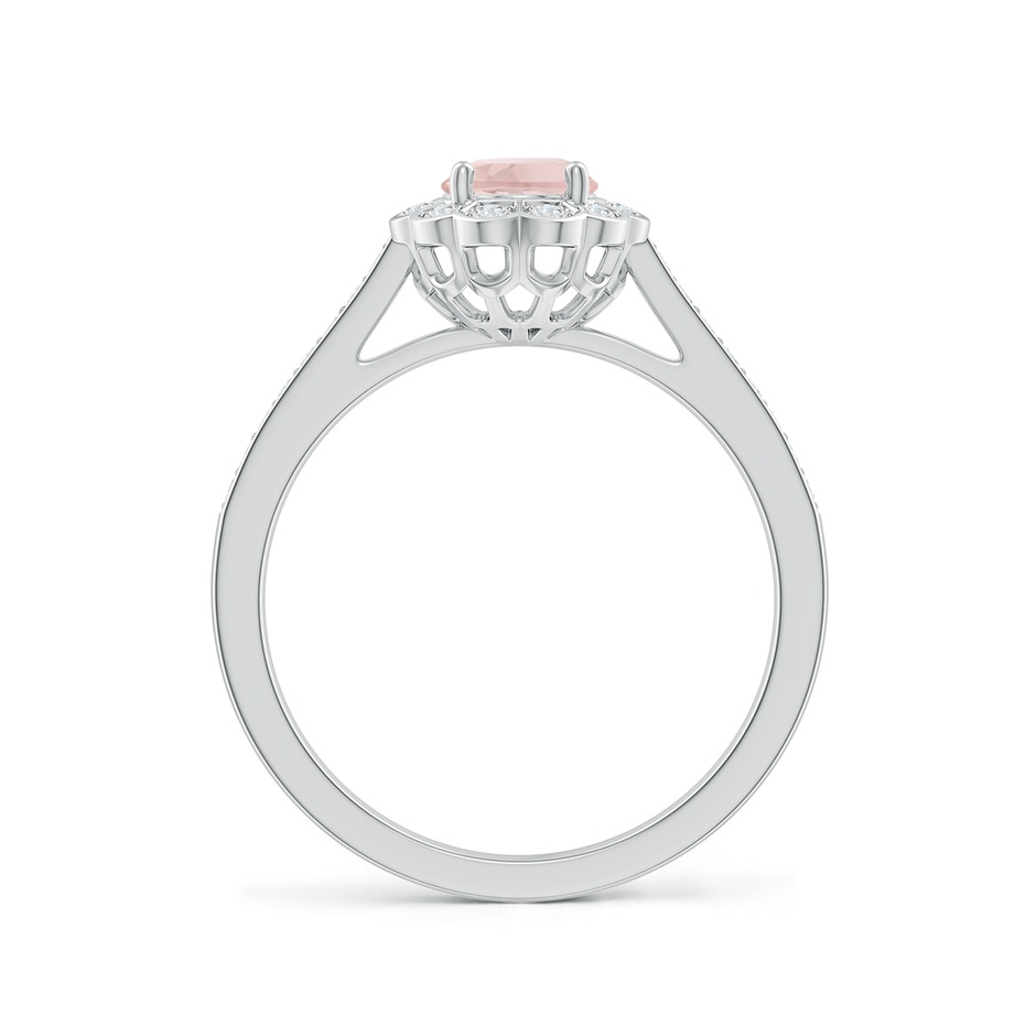 7x5mm A Vintage Style Morganite & Diamond Scalloped Halo Ring in White Gold side-1