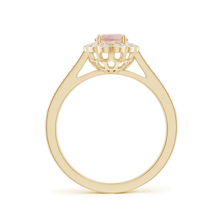 7x5mm AA Vintage Style Morganite & Diamond Scalloped Halo Ring in Yellow Gold side-1