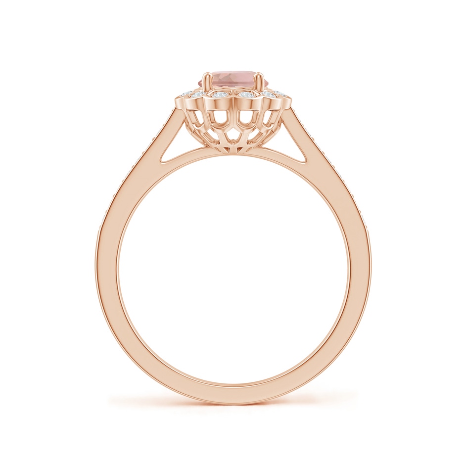 7x5mm AAA Vintage Style Morganite & Diamond Scalloped Halo Ring in Rose Gold side-1