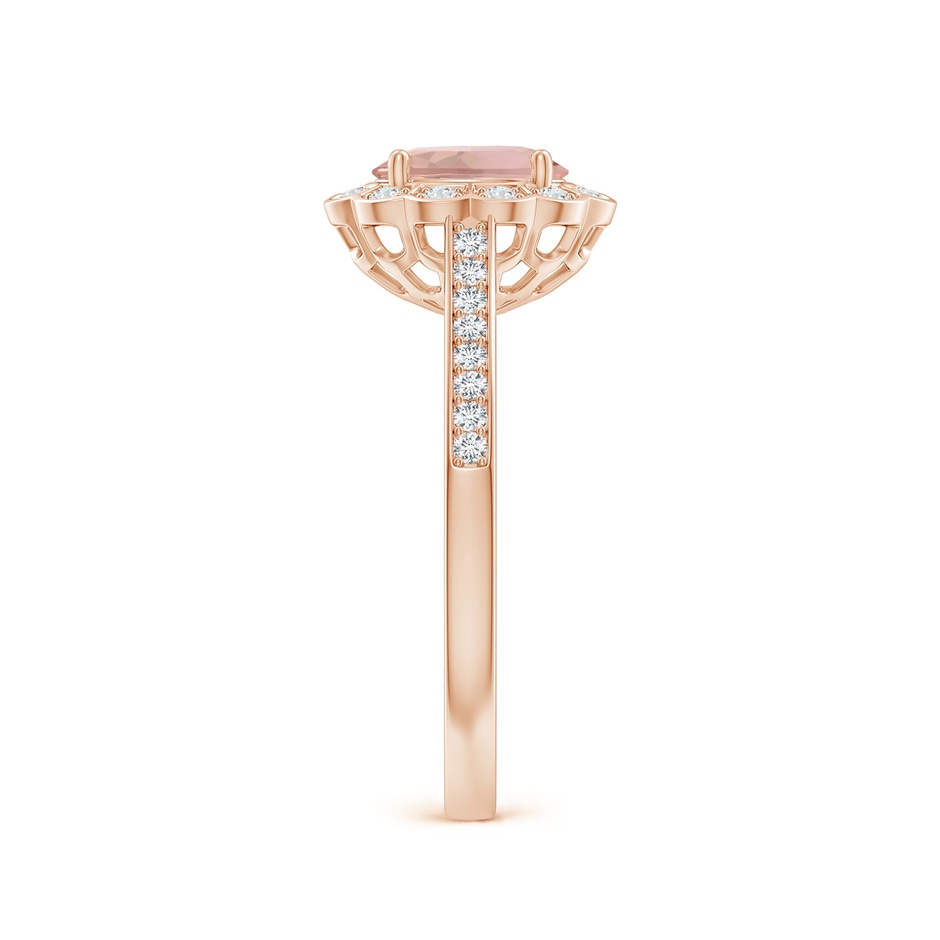 7x5mm AAA Vintage Style Morganite & Diamond Scalloped Halo Ring in Rose Gold side-2