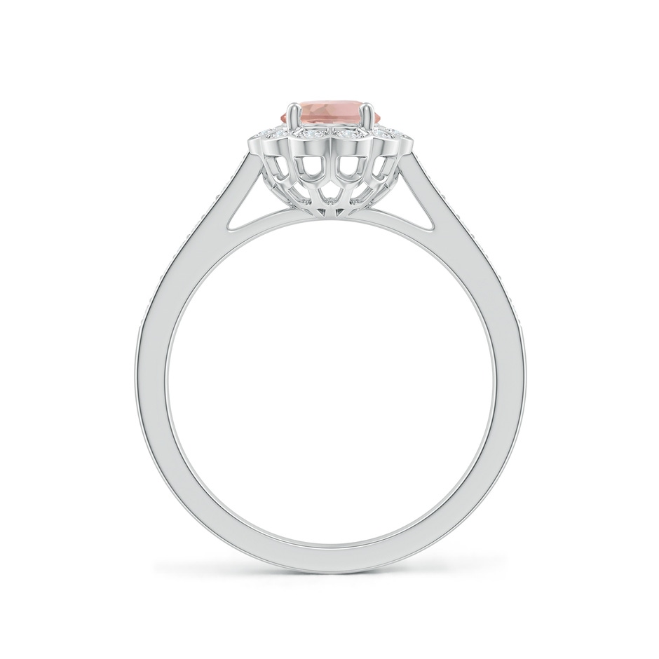 7x5mm AAA Vintage Style Morganite & Diamond Scalloped Halo Ring in White Gold side-1
