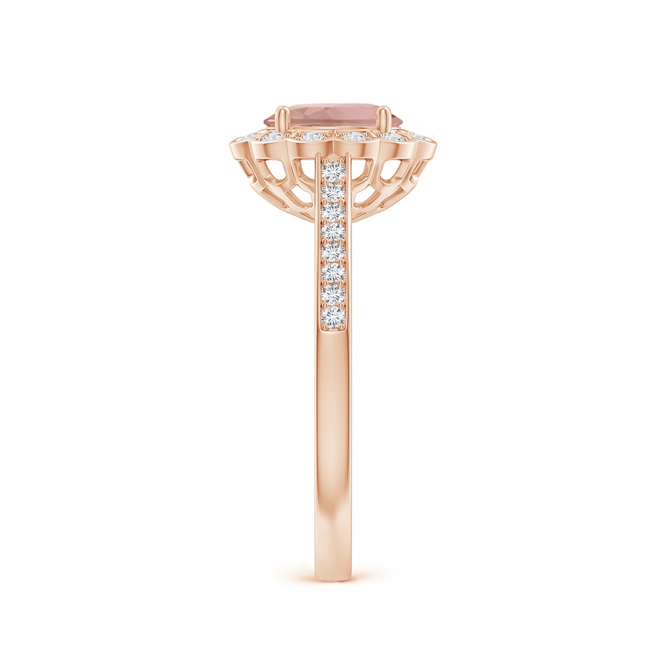 7x5mm AAAA Vintage Style Morganite & Diamond Scalloped Halo Ring in 9K Rose Gold product image