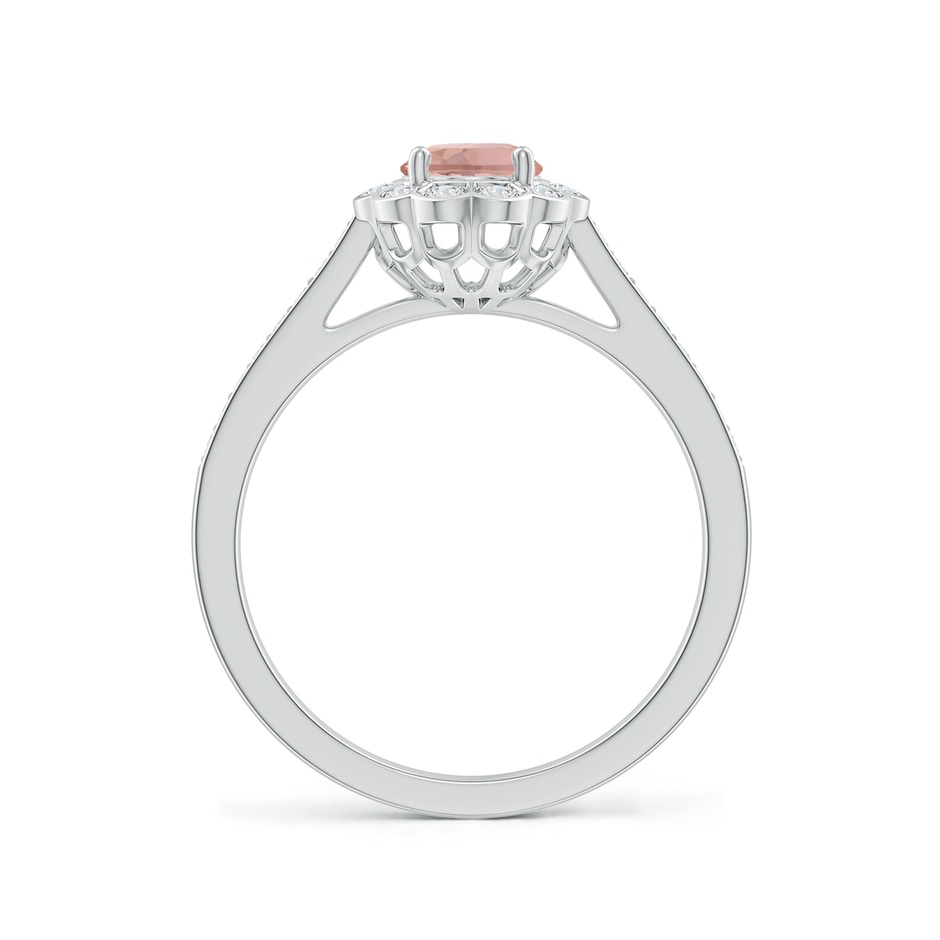 7x5mm AAAA Vintage Style Morganite & Diamond Scalloped Halo Ring in P950 Platinum side-1
