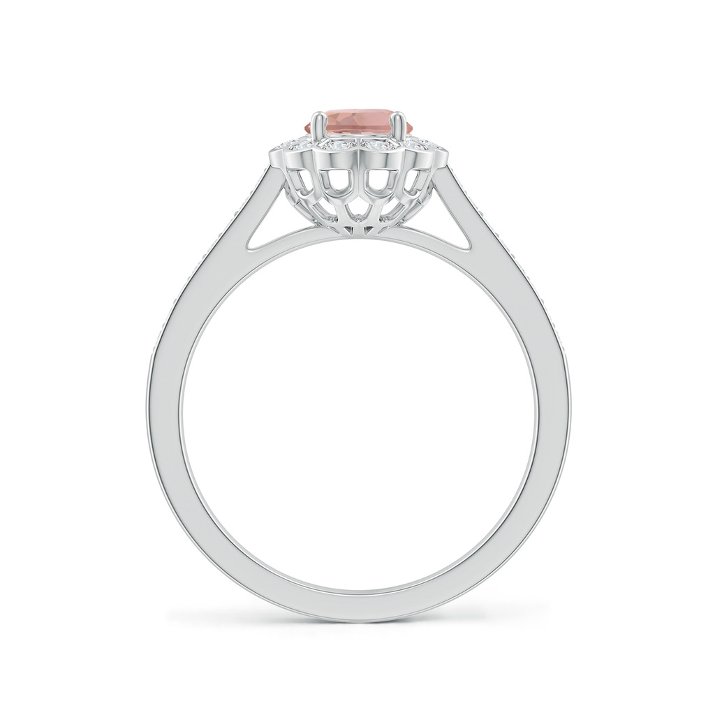 7x5mm AAAA Vintage Style Morganite & Diamond Scalloped Halo Ring in White Gold - side_1