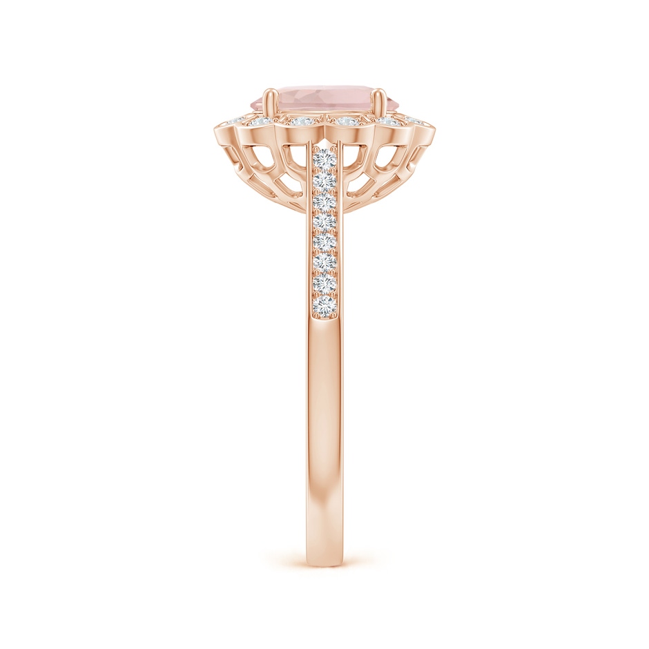 8x6mm A Vintage Style Morganite & Diamond Scalloped Halo Ring in Rose Gold side-2