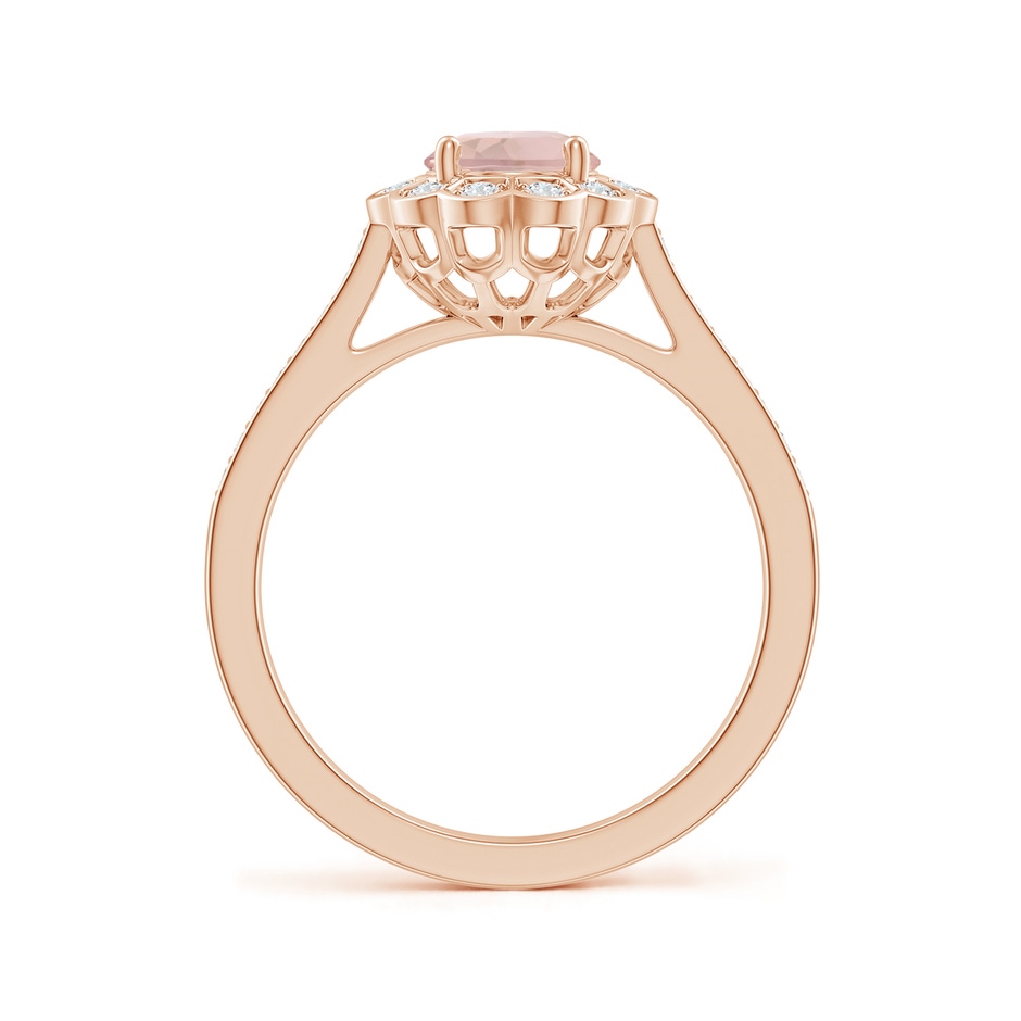 8x6mm AA Vintage Style Morganite & Diamond Scalloped Halo Ring in Rose Gold side-1
