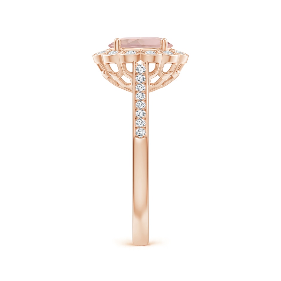 8x6mm AA Vintage Style Morganite & Diamond Scalloped Halo Ring in Rose Gold side-2