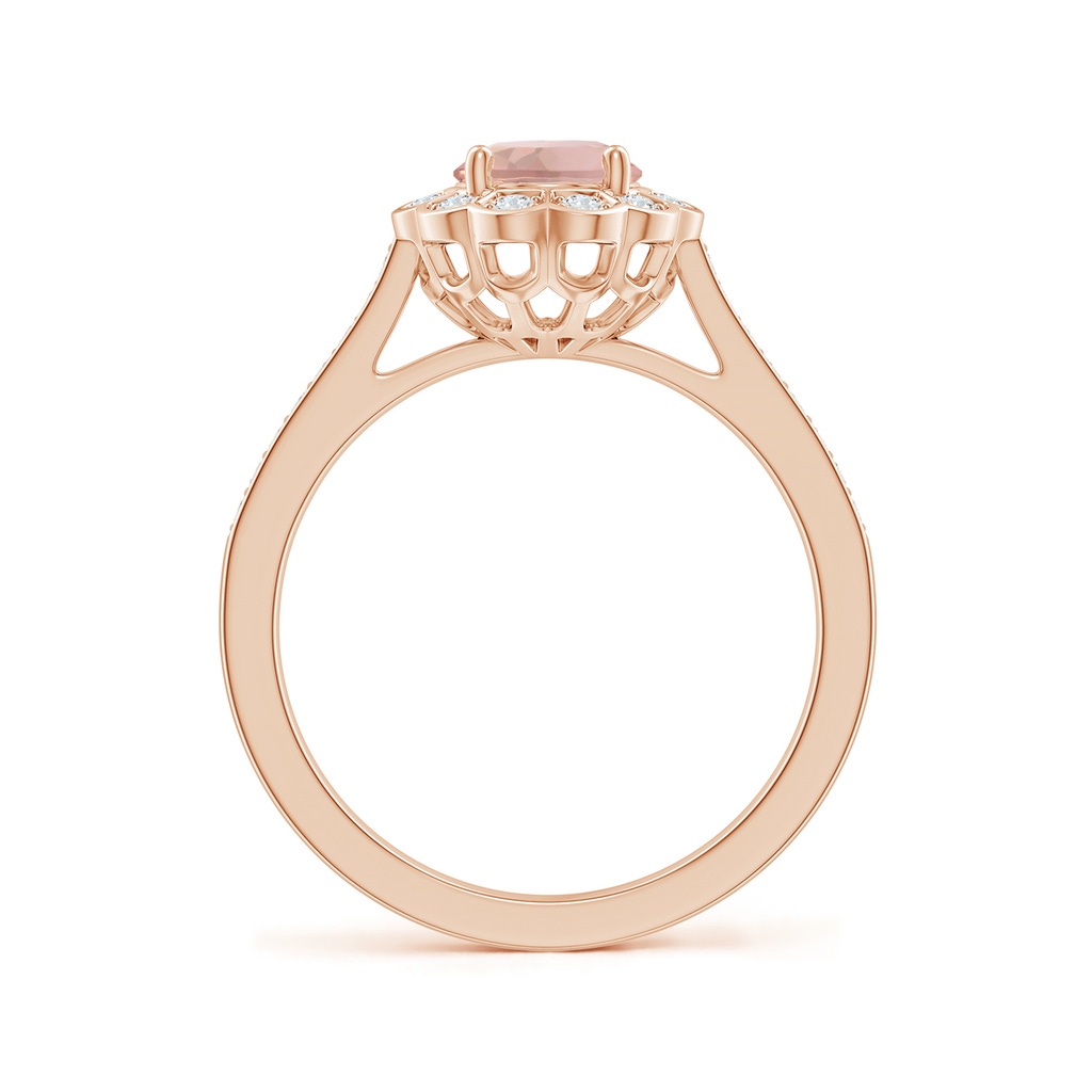 8x6mm AAA Vintage Style Morganite & Diamond Scalloped Halo Ring in Rose Gold - side_1