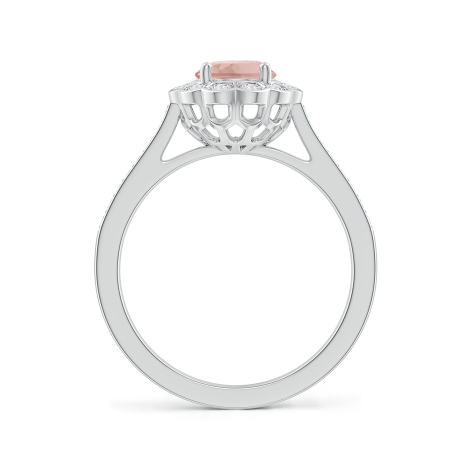 8x6mm AAA Vintage Style Morganite & Diamond Scalloped Halo Ring in White Gold side-1