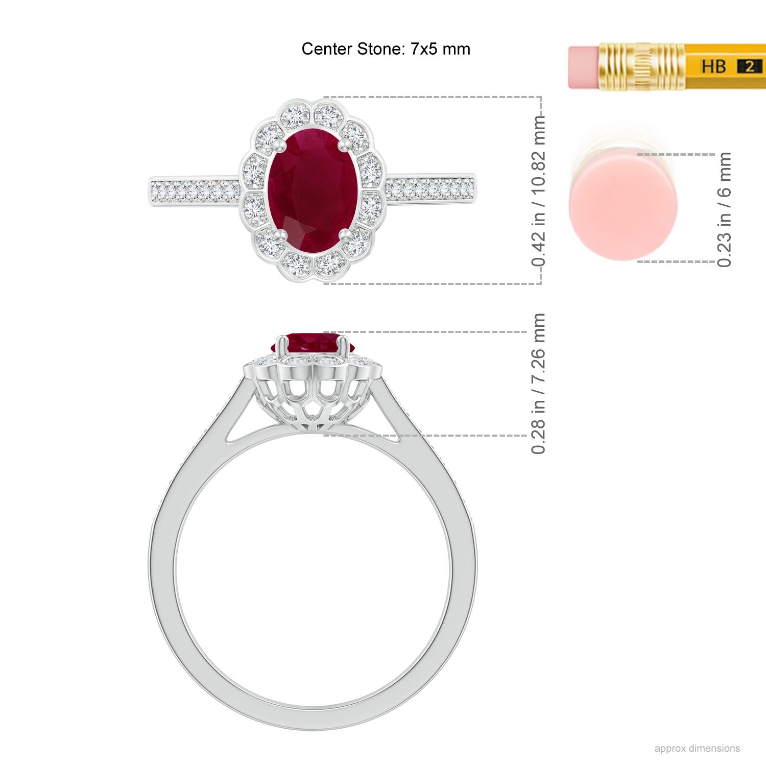 A - Ruby / 1.2 CT / 14 KT White Gold