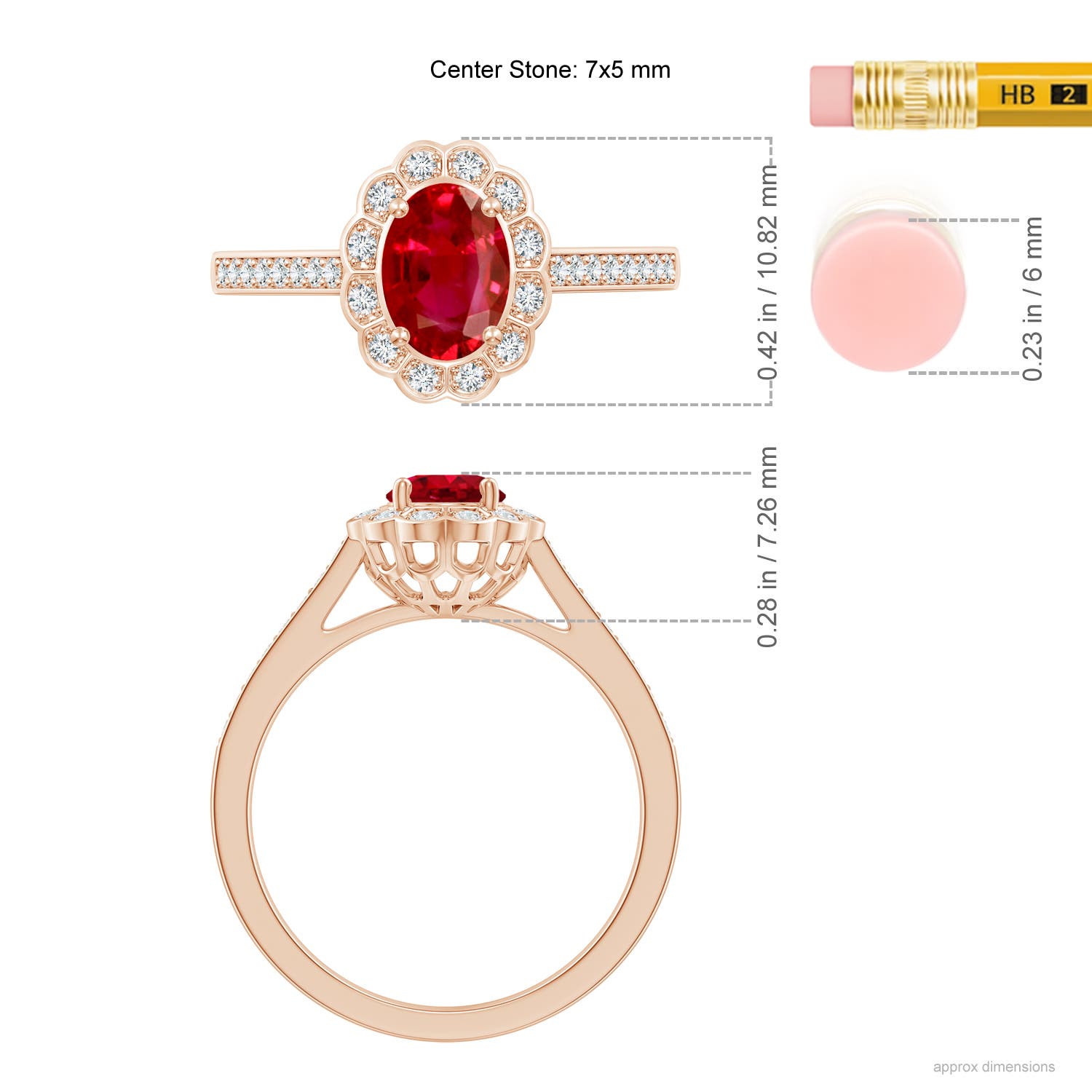 AAA - Ruby / 1.2 CT / 14 KT Rose Gold