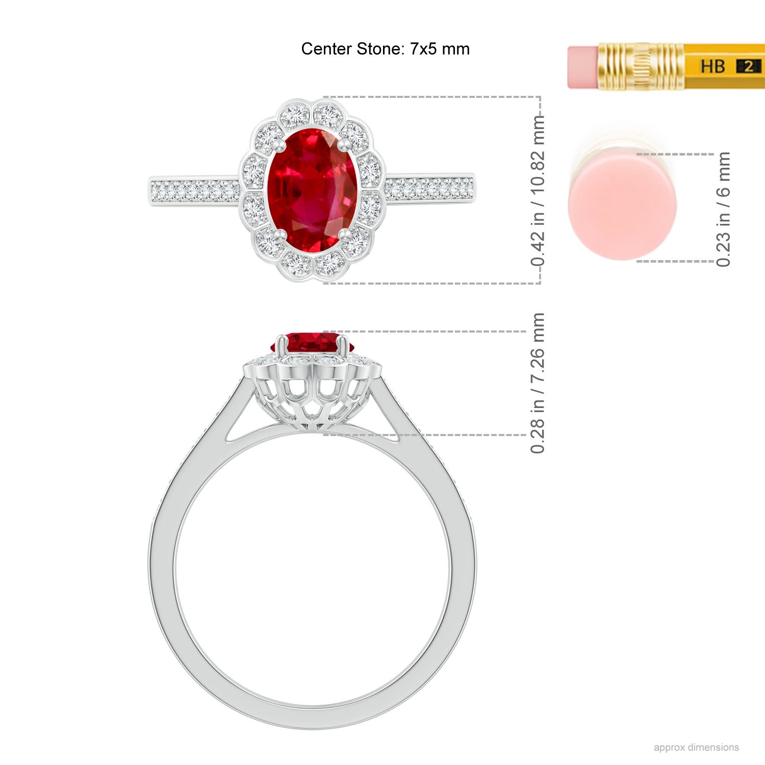 AAA - Ruby / 1.2 CT / 14 KT White Gold