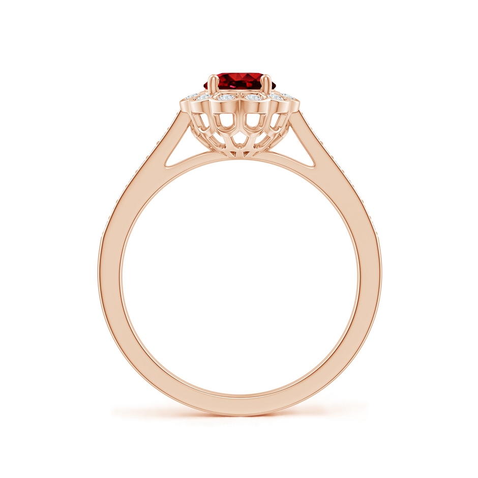 7x5mm Lab-Grown Vintage Style Ruby & Diamond Scalloped Halo Ring in Rose Gold side 199