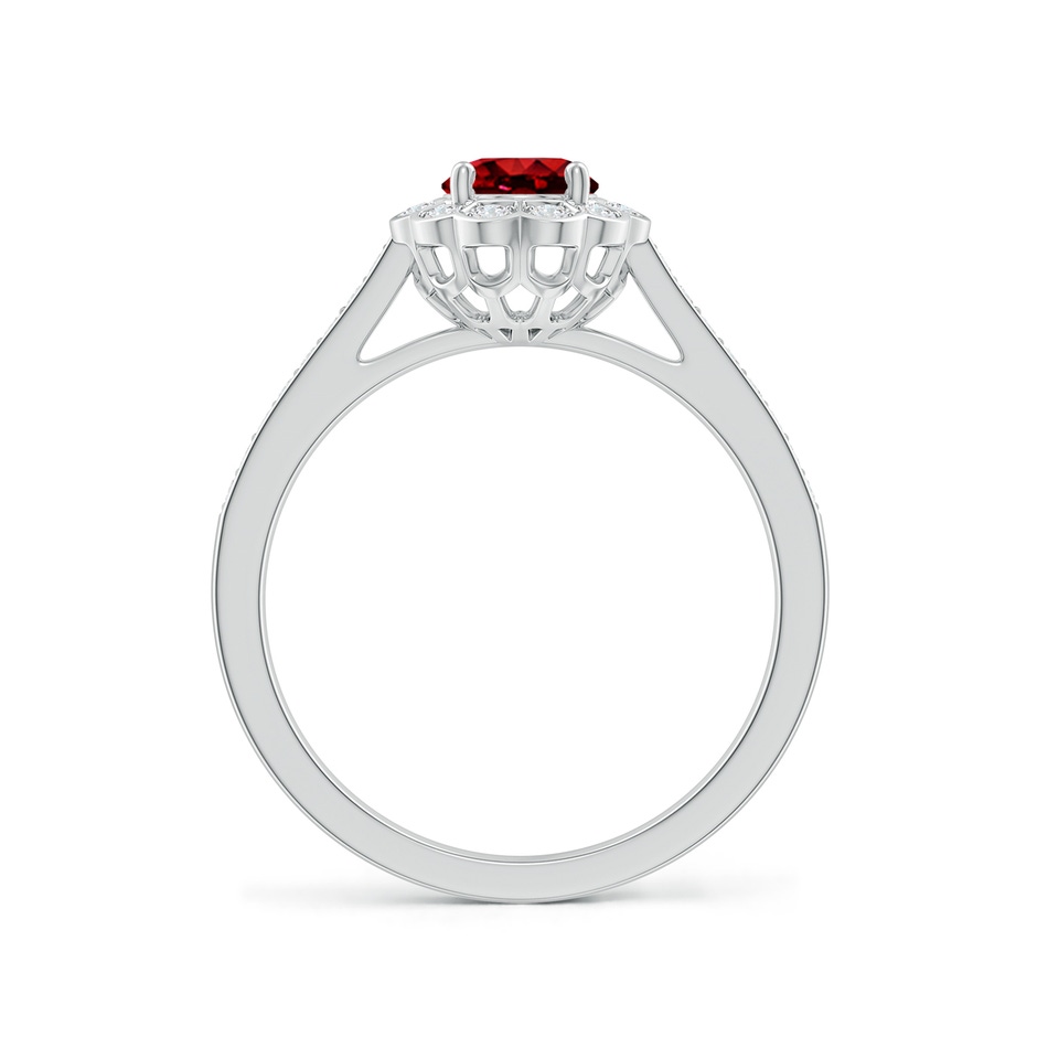 7x5mm Lab-Grown Vintage Style Ruby & Diamond Scalloped Halo Ring in White Gold side 199