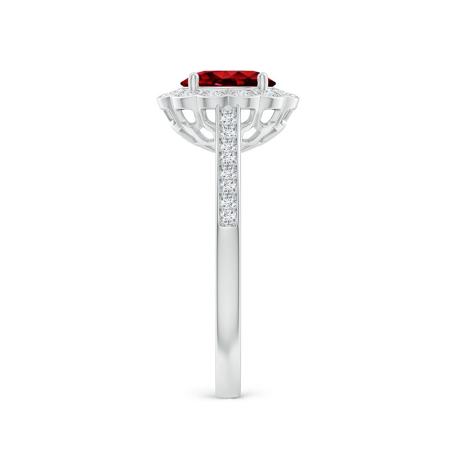 7x5mm Lab-Grown Vintage Style Ruby & Diamond Scalloped Halo Ring in White Gold side 299