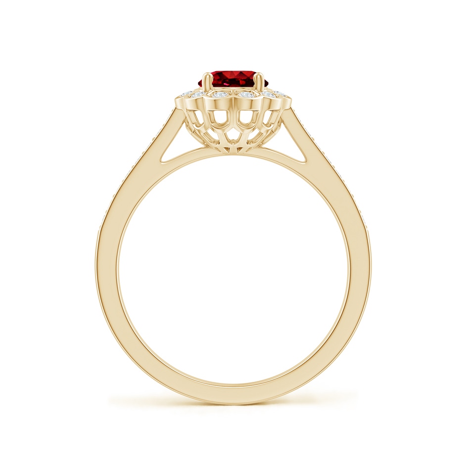 7x5mm Lab-Grown Vintage Style Ruby & Diamond Scalloped Halo Ring in Yellow Gold side 199