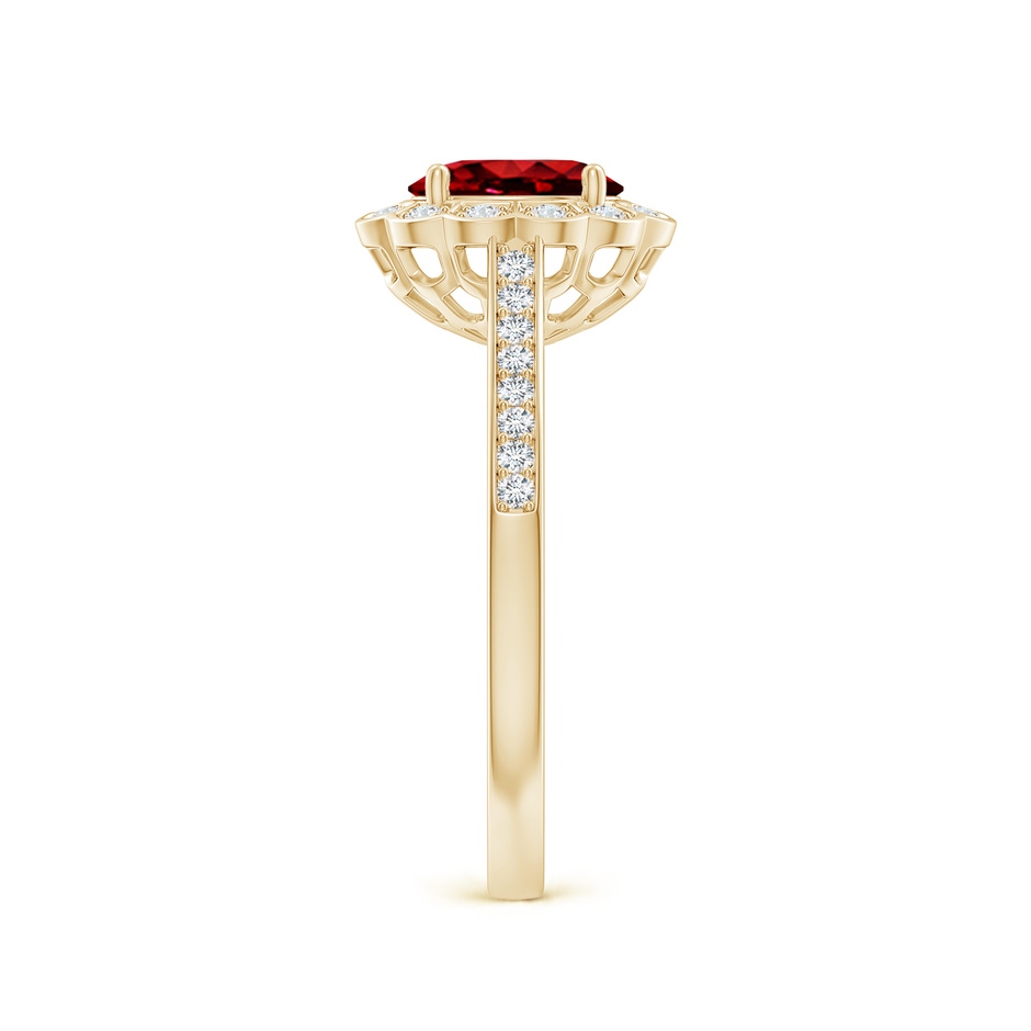 7x5mm Lab-Grown Vintage Style Ruby & Diamond Scalloped Halo Ring in Yellow Gold side 299