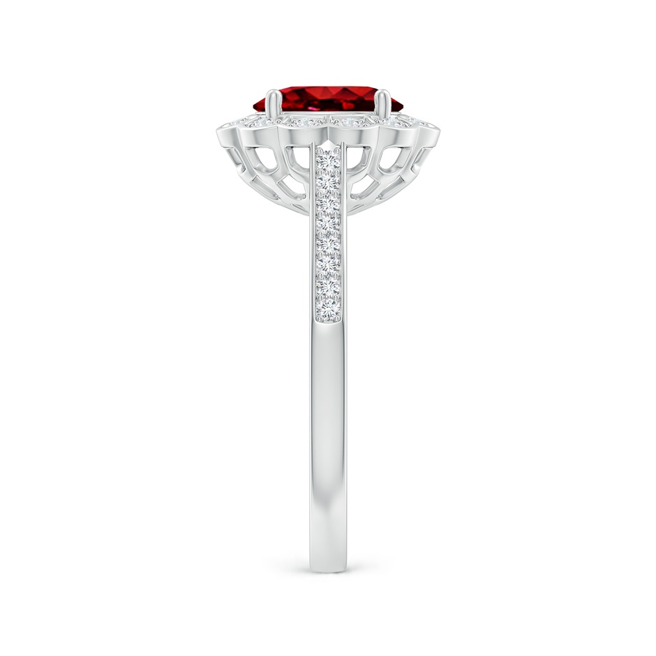 8x6mm Lab-Grown Vintage Style Ruby & Diamond Scalloped Halo Ring in White Gold side 299
