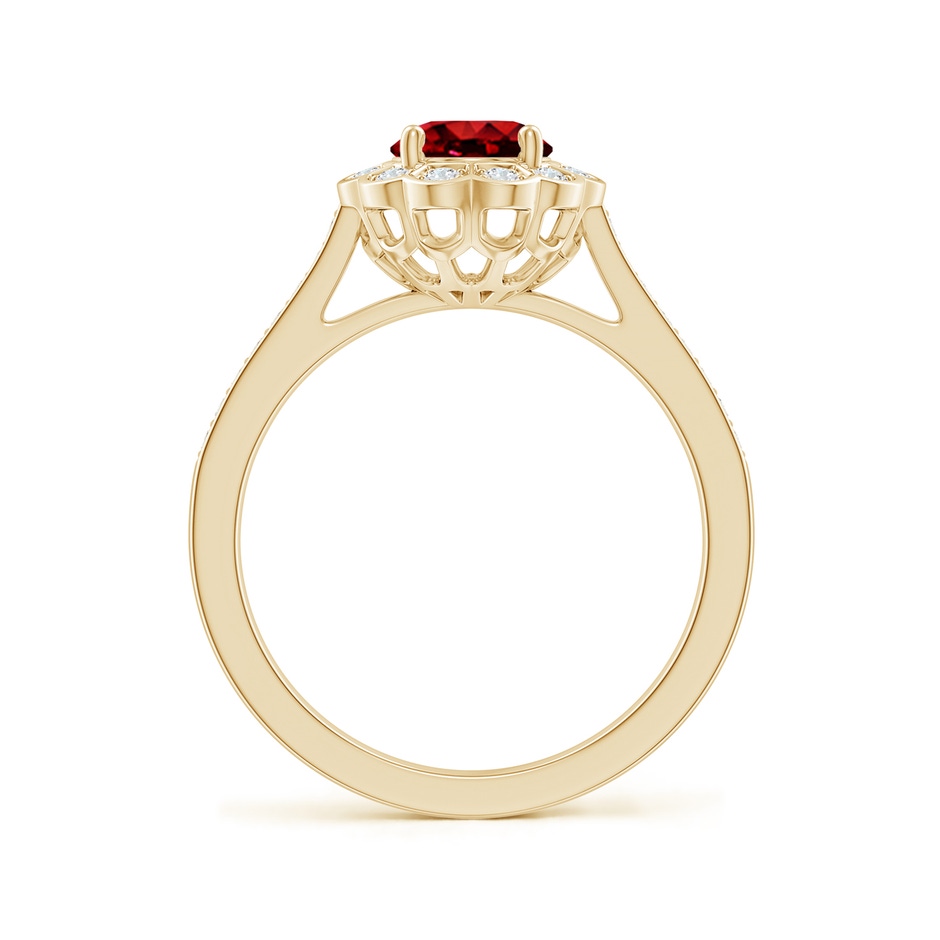 8x6mm Lab-Grown Vintage Style Ruby & Diamond Scalloped Halo Ring in Yellow Gold side 199
