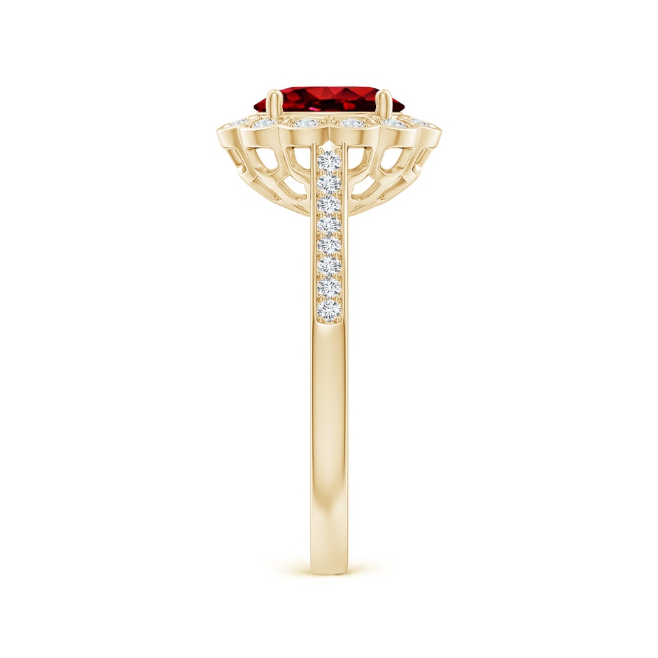 8x6mm Lab-Grown Vintage Style Ruby & Diamond Scalloped Halo Ring in Yellow Gold side 299