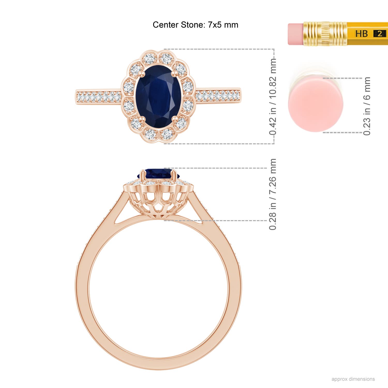 A - Blue Sapphire / 1.05 CT / 14 KT Rose Gold