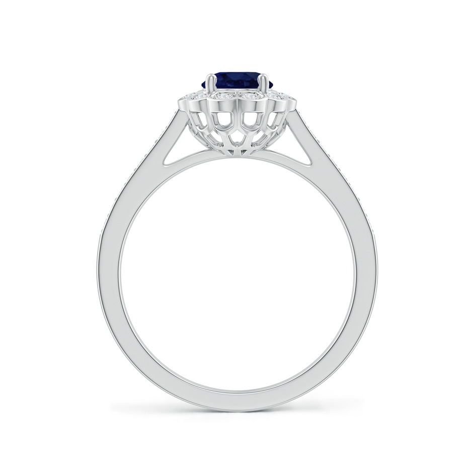 7x5mm A Vintage Style Sapphire & Diamond Scalloped Halo Ring in White Gold side 199