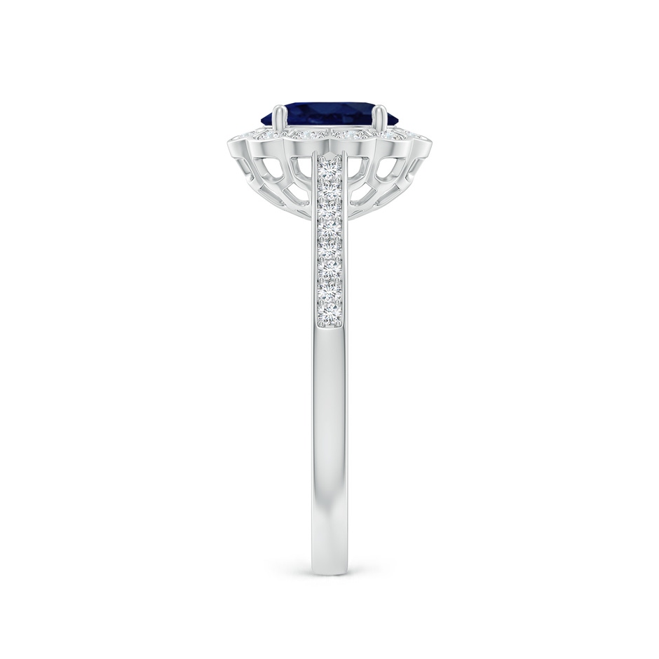 7x5mm A Vintage Style Sapphire & Diamond Scalloped Halo Ring in White Gold side 299