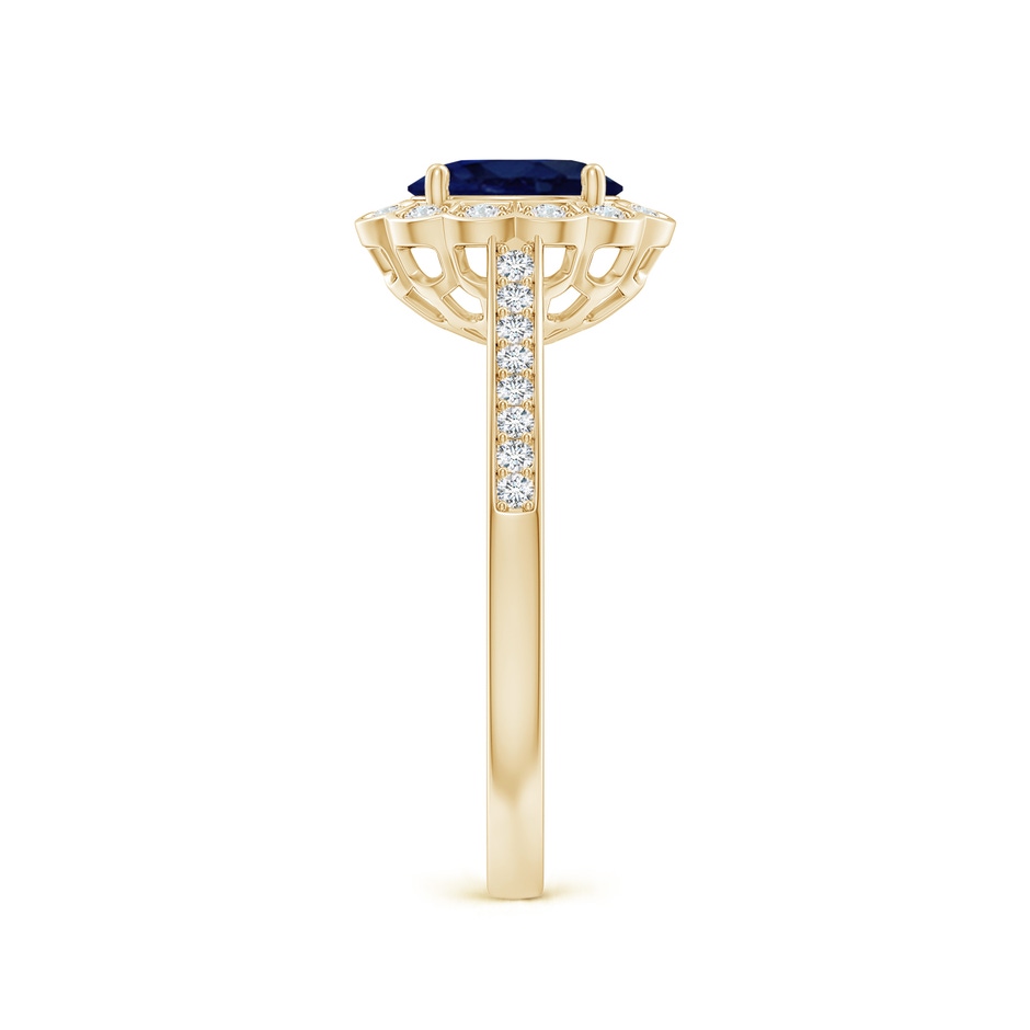 7x5mm A Vintage Style Sapphire & Diamond Scalloped Halo Ring in Yellow Gold side 299