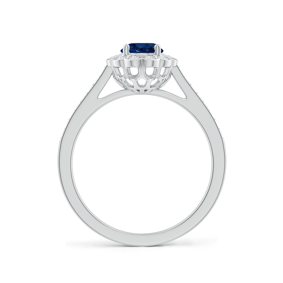 7x5mm AA Vintage Style Sapphire & Diamond Scalloped Halo Ring in P950 Platinum side 199