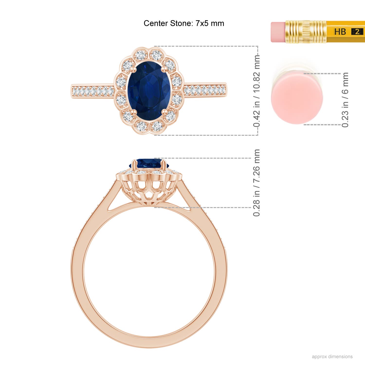 AA - Blue Sapphire / 1.05 CT / 14 KT Rose Gold