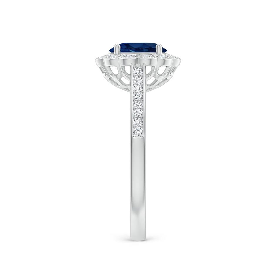 7x5mm AA Vintage Style Sapphire & Diamond Scalloped Halo Ring in White Gold side 299