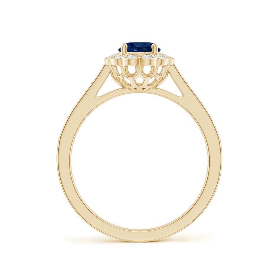 7x5mm AA Vintage Style Sapphire & Diamond Scalloped Halo Ring in Yellow Gold side 199