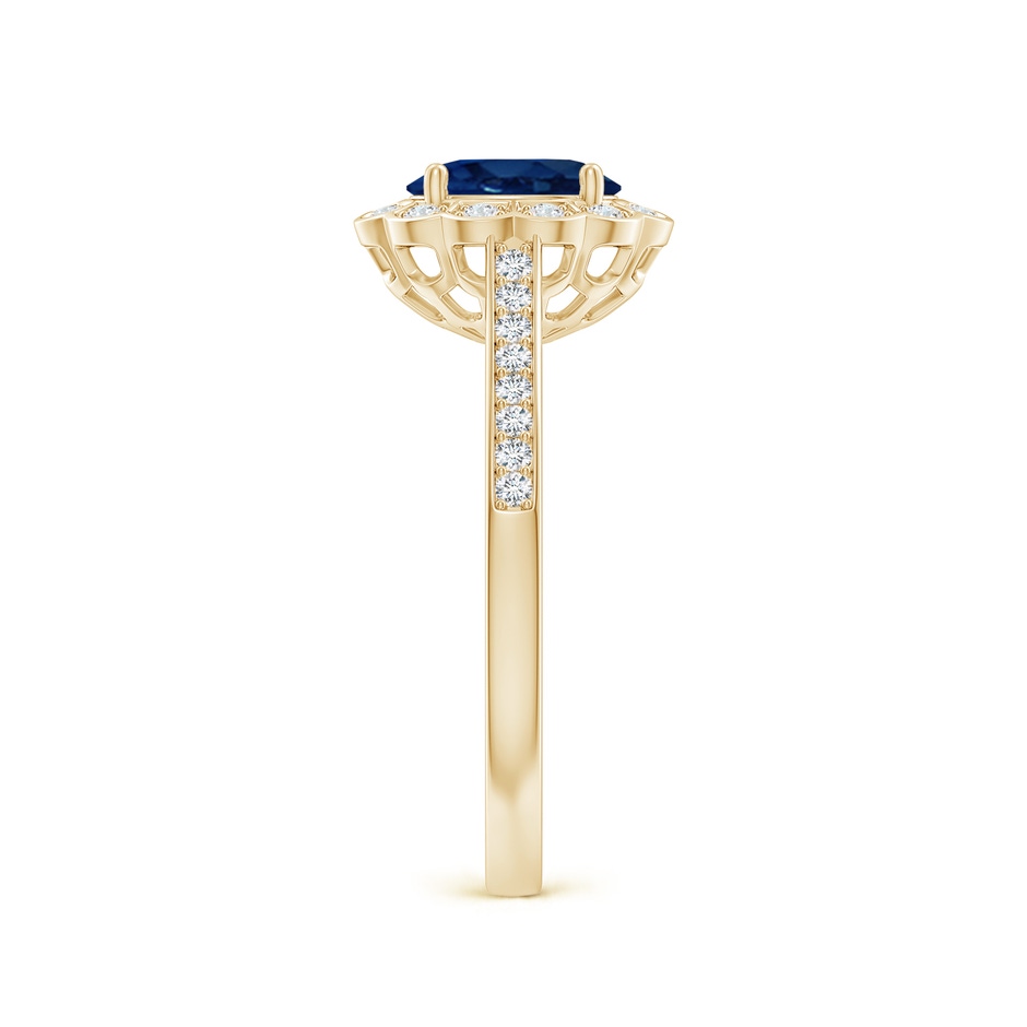 7x5mm AA Vintage Style Sapphire & Diamond Scalloped Halo Ring in Yellow Gold side 299