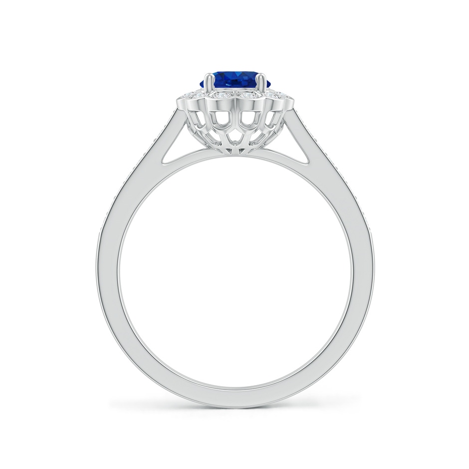 7x5mm AAA Vintage Style Sapphire & Diamond Scalloped Halo Ring in P950 Platinum side 199