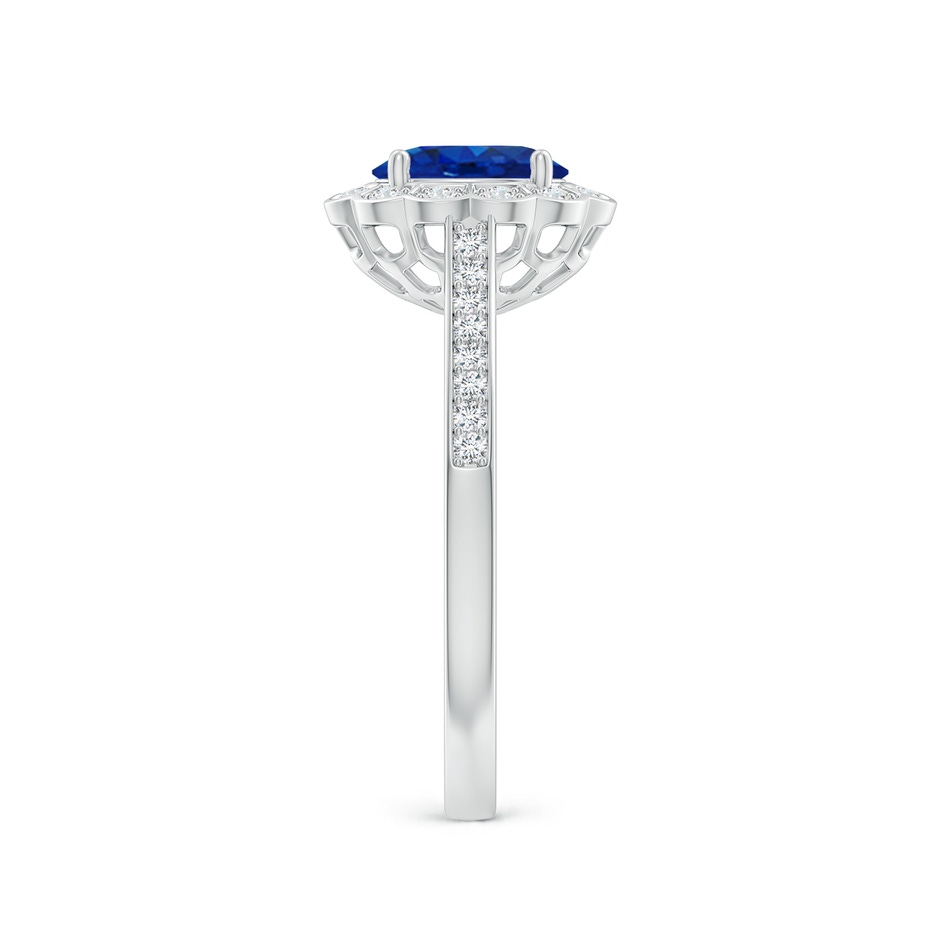 7x5mm AAA Vintage Style Sapphire & Diamond Scalloped Halo Ring in P950 Platinum side 299