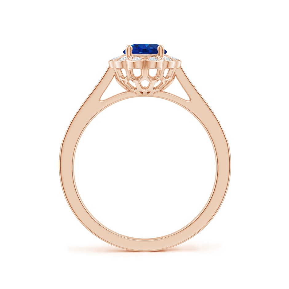 7x5mm AAA Vintage Style Sapphire & Diamond Scalloped Halo Ring in Rose Gold side 199