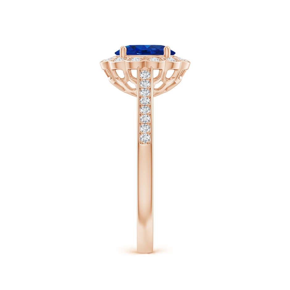 7x5mm AAA Vintage Style Sapphire & Diamond Scalloped Halo Ring in Rose Gold side 299