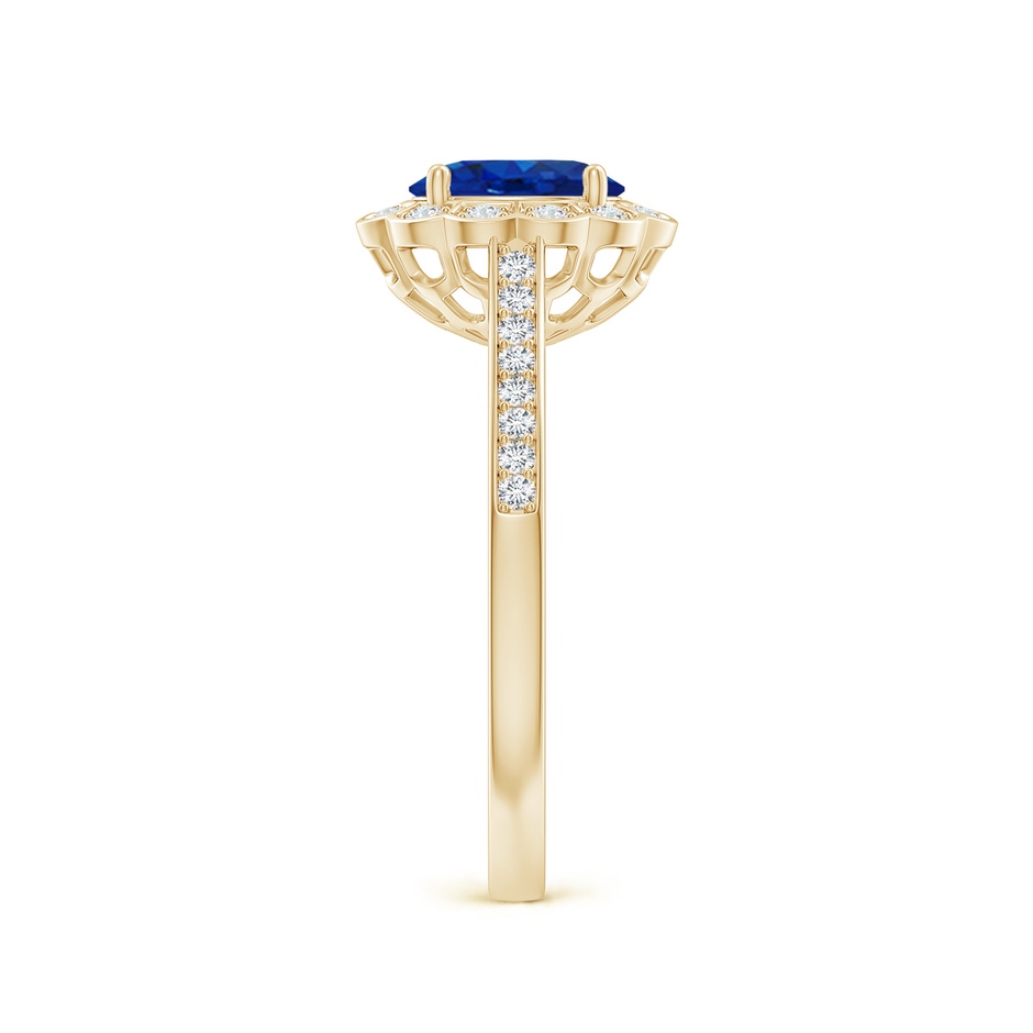 7x5mm AAA Vintage Style Sapphire & Diamond Scalloped Halo Ring in Yellow Gold side 299