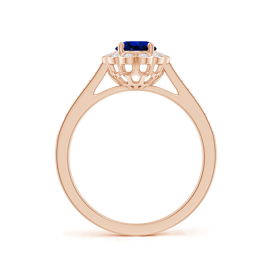 7x5mm AAAA Vintage Style Sapphire & Diamond Scalloped Halo Ring in Rose Gold side 199