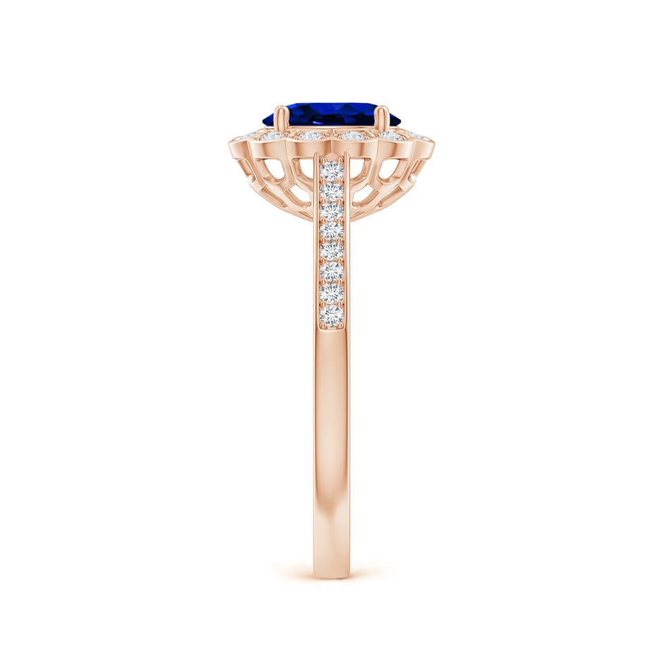 7x5mm AAAA Vintage Style Sapphire & Diamond Scalloped Halo Ring in Rose Gold side 299