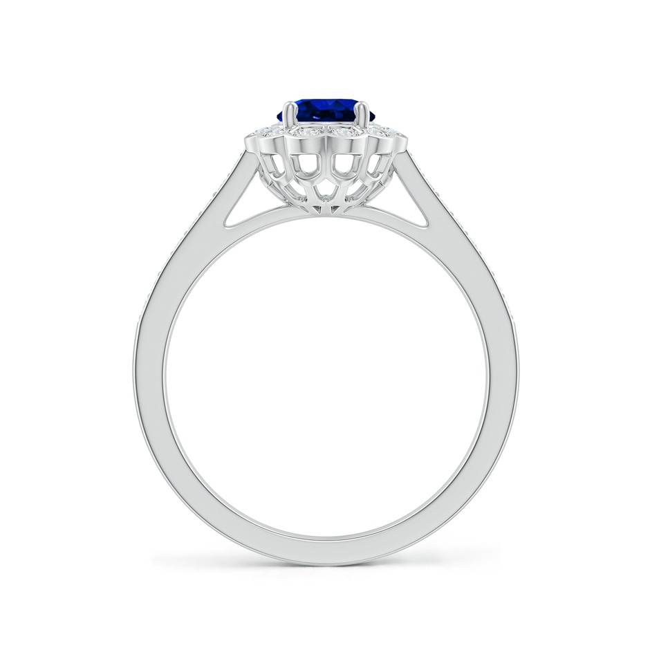 7x5mm AAAA Vintage Style Sapphire & Diamond Scalloped Halo Ring in White Gold side 199