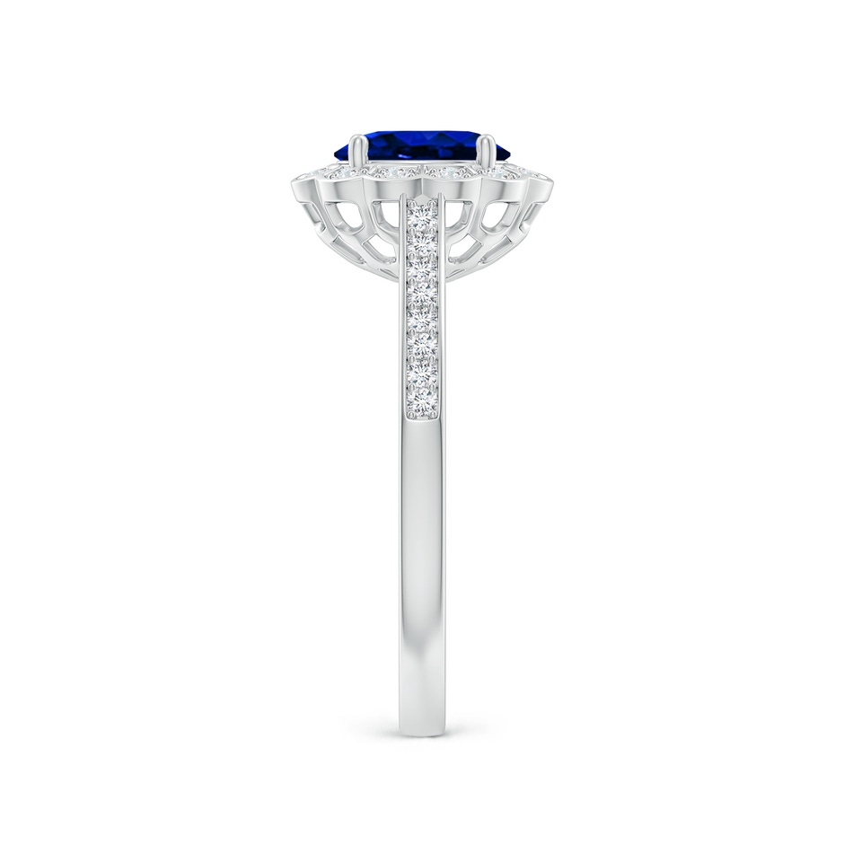 7x5mm AAAA Vintage Style Sapphire & Diamond Scalloped Halo Ring in White Gold side 299