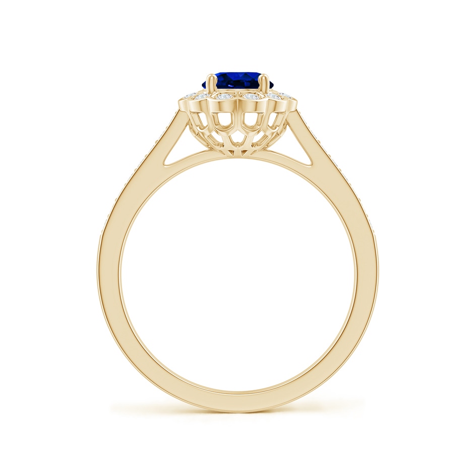 7x5mm AAAA Vintage Style Sapphire & Diamond Scalloped Halo Ring in Yellow Gold side 199