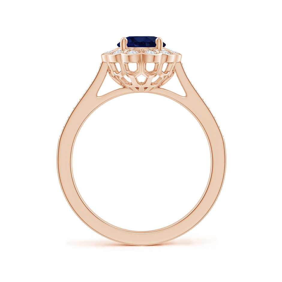 8x6mm A Vintage Style Sapphire & Diamond Scalloped Halo Ring in 18K Rose Gold side 199