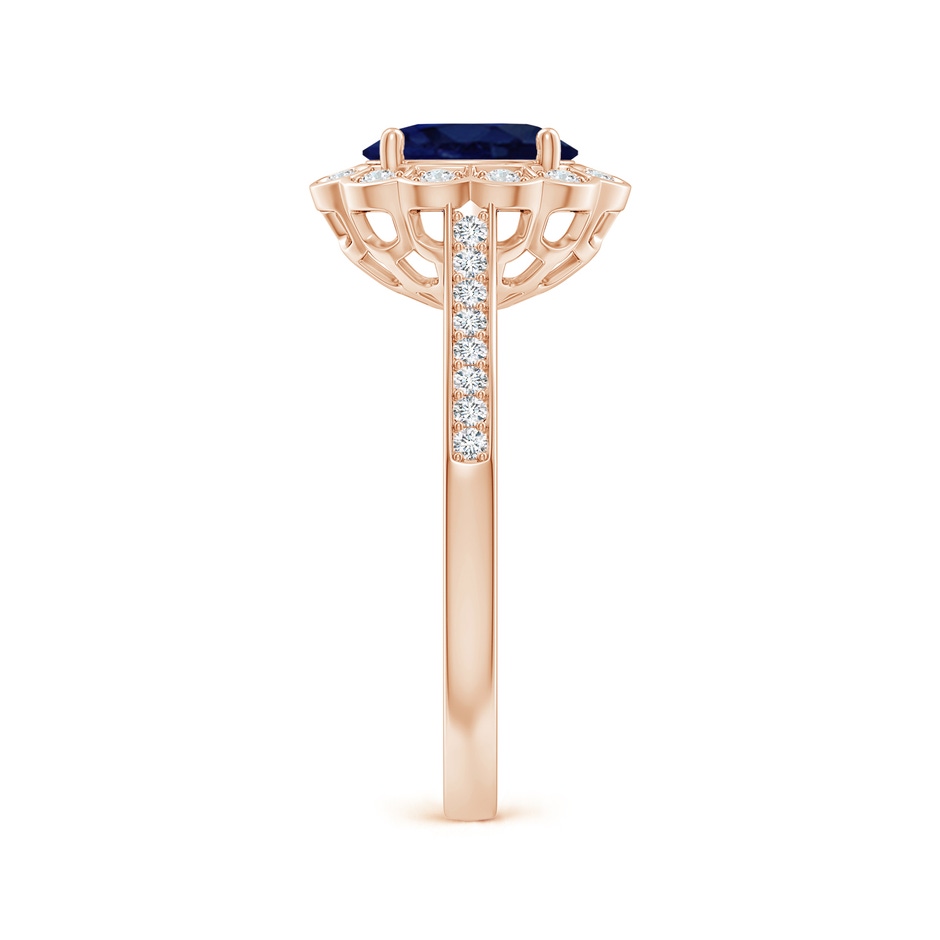 8x6mm A Vintage Style Sapphire & Diamond Scalloped Halo Ring in 18K Rose Gold side 299