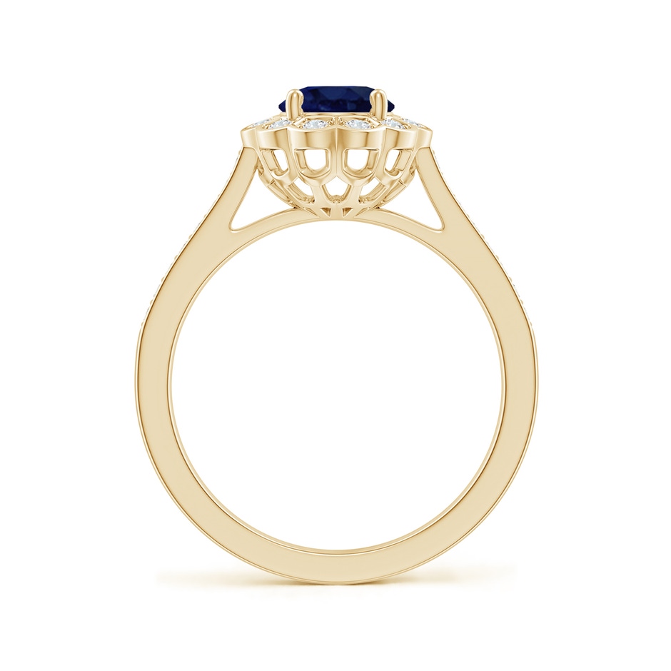 8x6mm A Vintage Style Sapphire & Diamond Scalloped Halo Ring in Yellow Gold side 199
