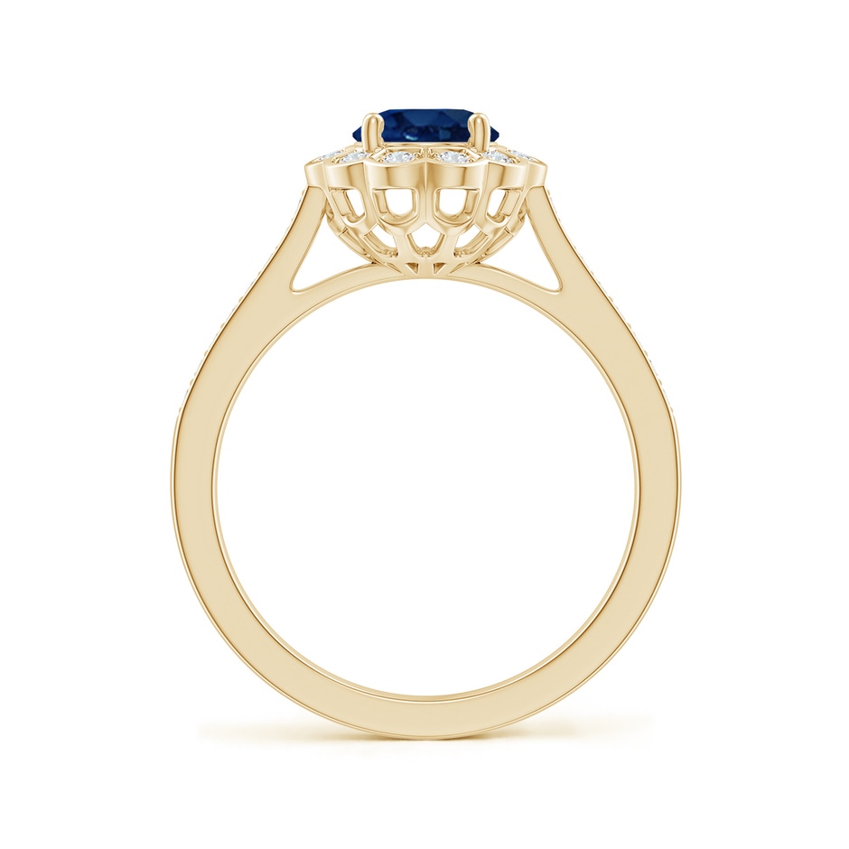 8x6mm AA Vintage Style Sapphire & Diamond Scalloped Halo Ring in 18K Yellow Gold side 199